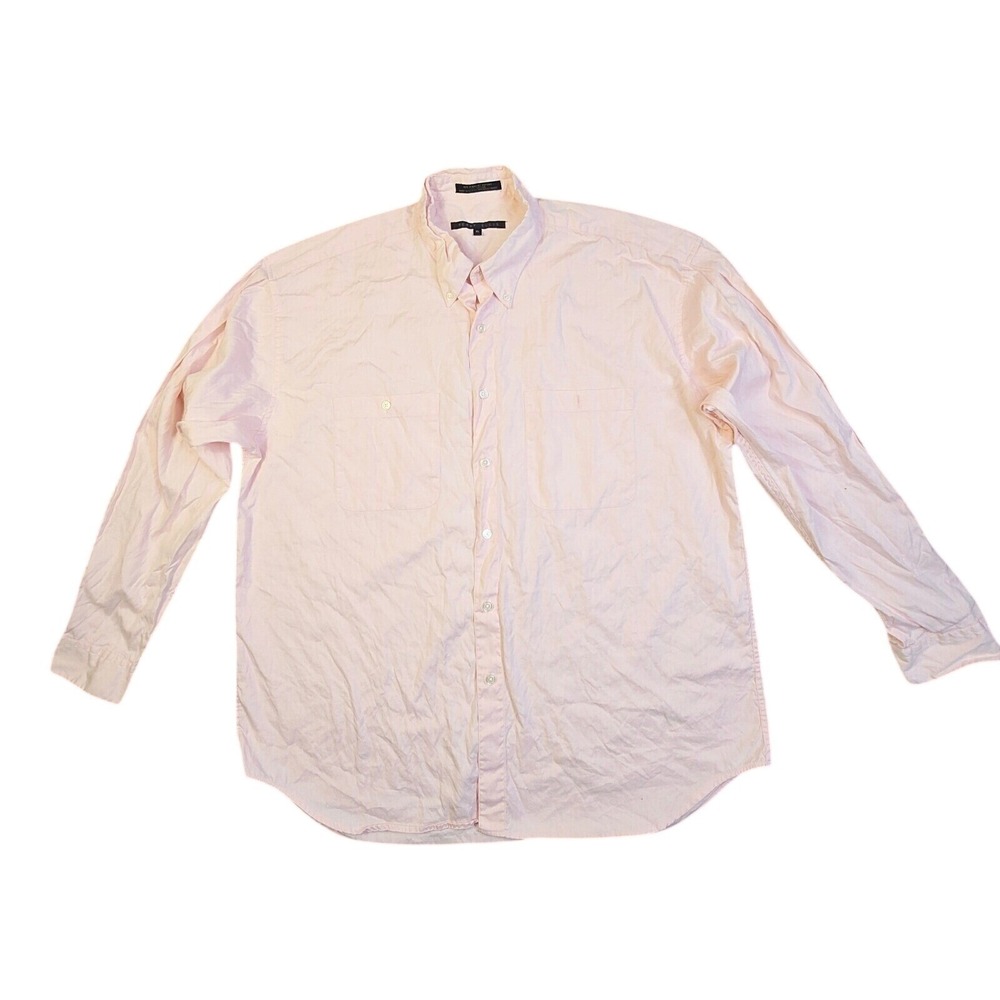 Perry Ellis Men's Oxford Button Down Shirt XL Pink Long Sleeve Pockets J17